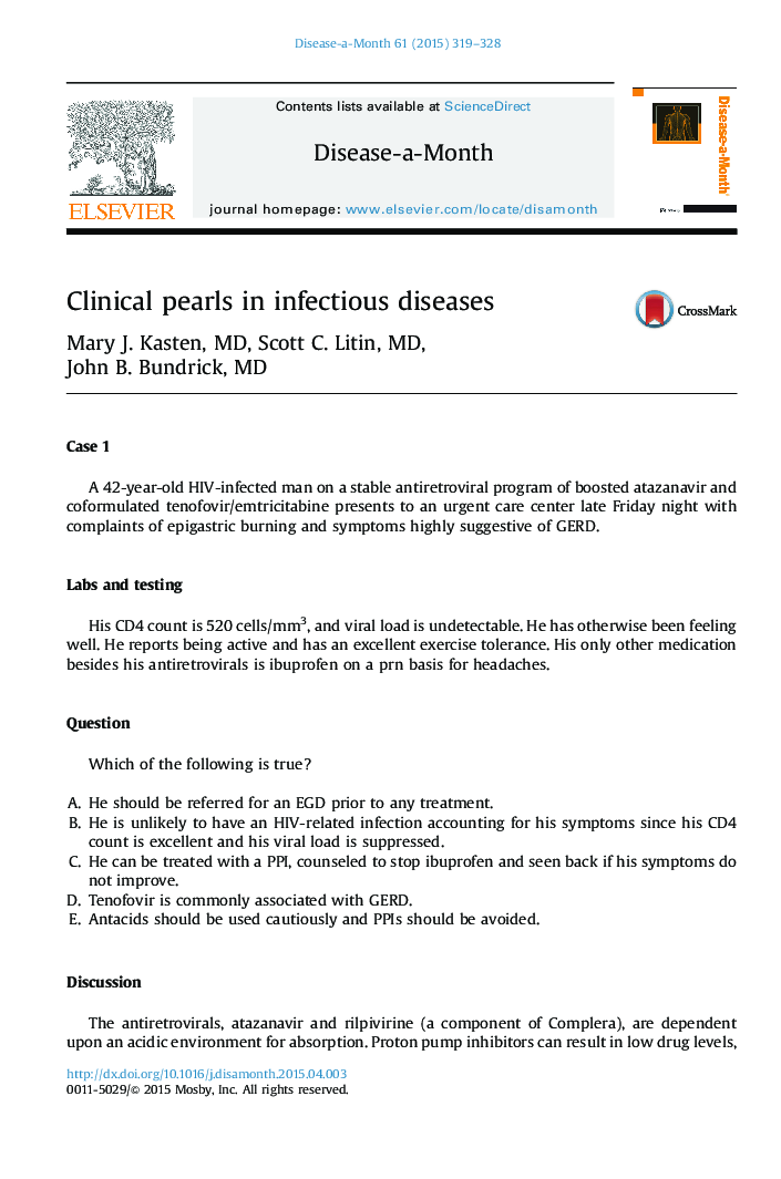 Clinical pearls in infectious diseases