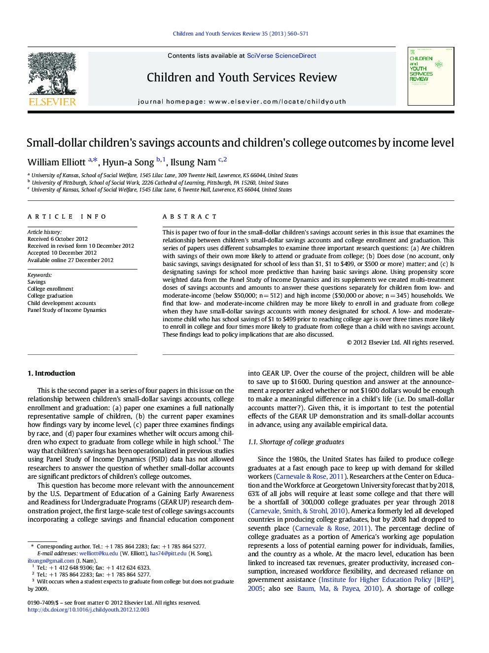 Small-dollar children's savings accounts and children's college outcomes by income level