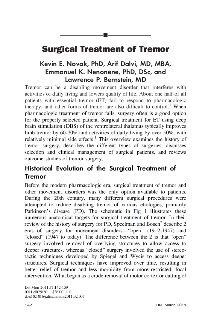 Surgical Treatment of Tremor