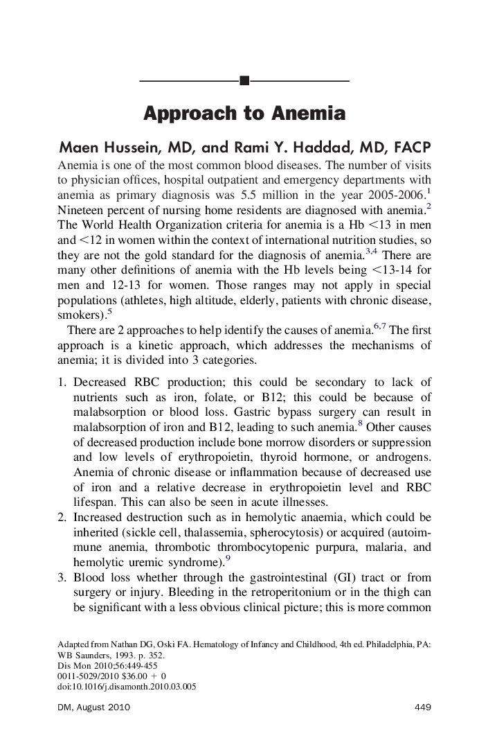 Approach to Anemia