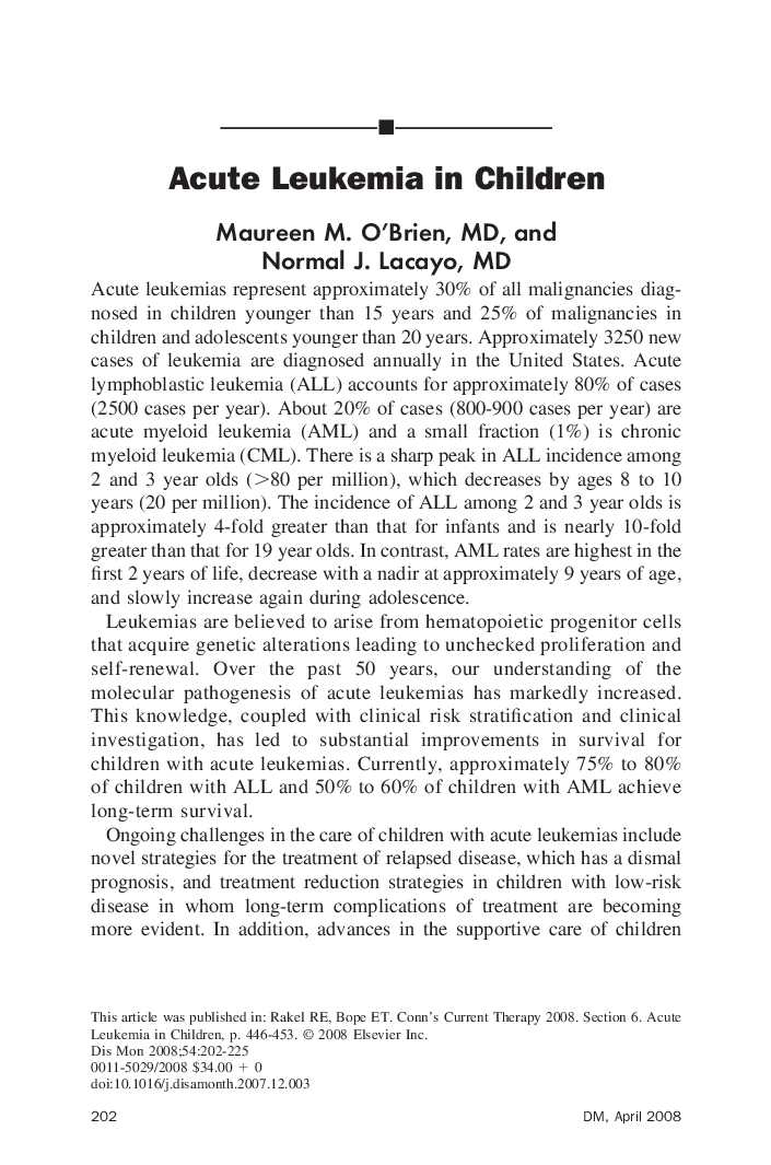 Acute Leukemia in Children