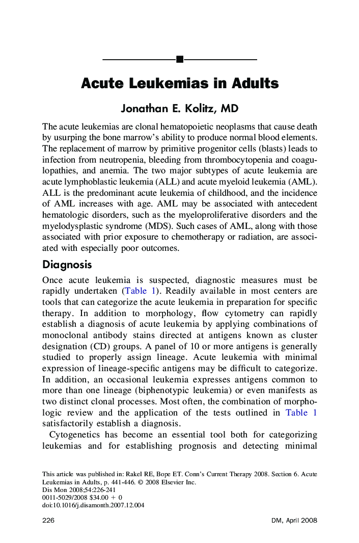 Acute Leukemias in Adults