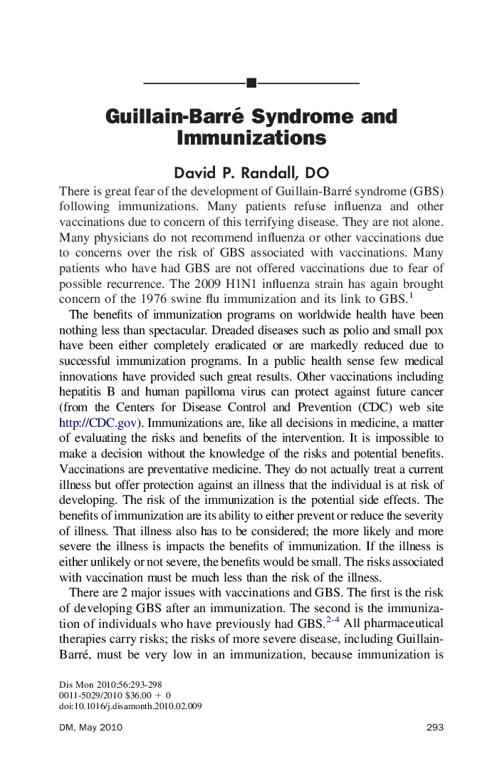 Guillain-Barré Syndrome and Immunizations