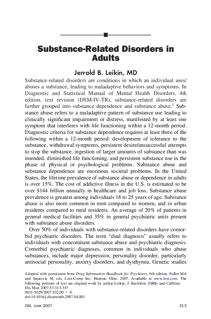 Substance-Related Disorders in Adults
