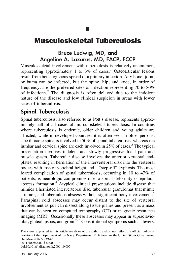 Musculoskeletal Tuberculosis