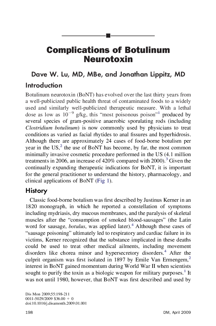 Complications of Botulinum Neurotoxin