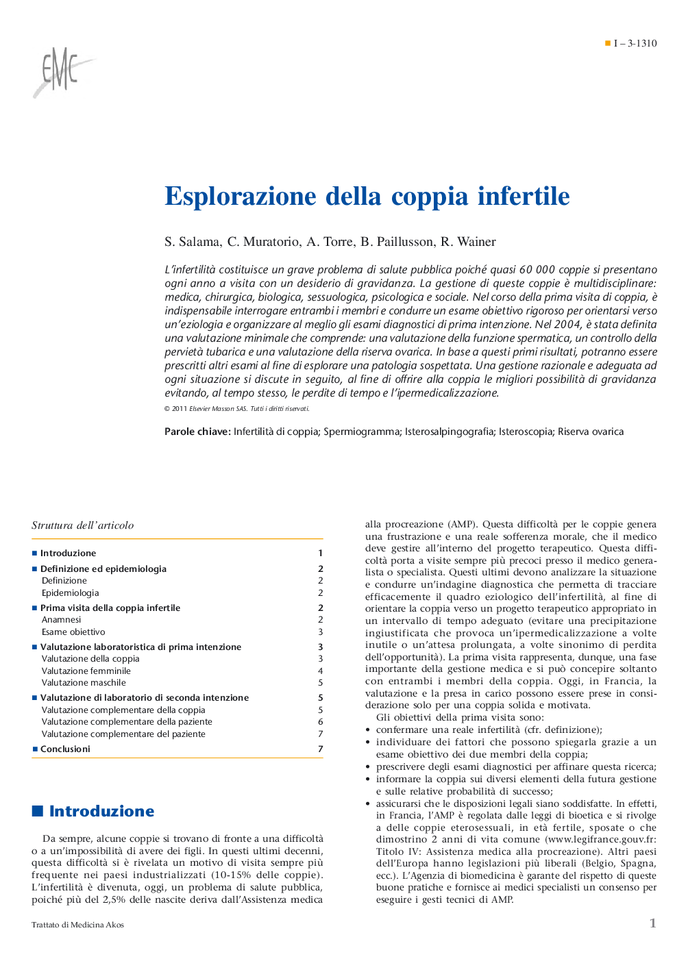 عکس صفحه اول مقاله: Esplorazione della coppia infertile Esplorazione della coppia infertile