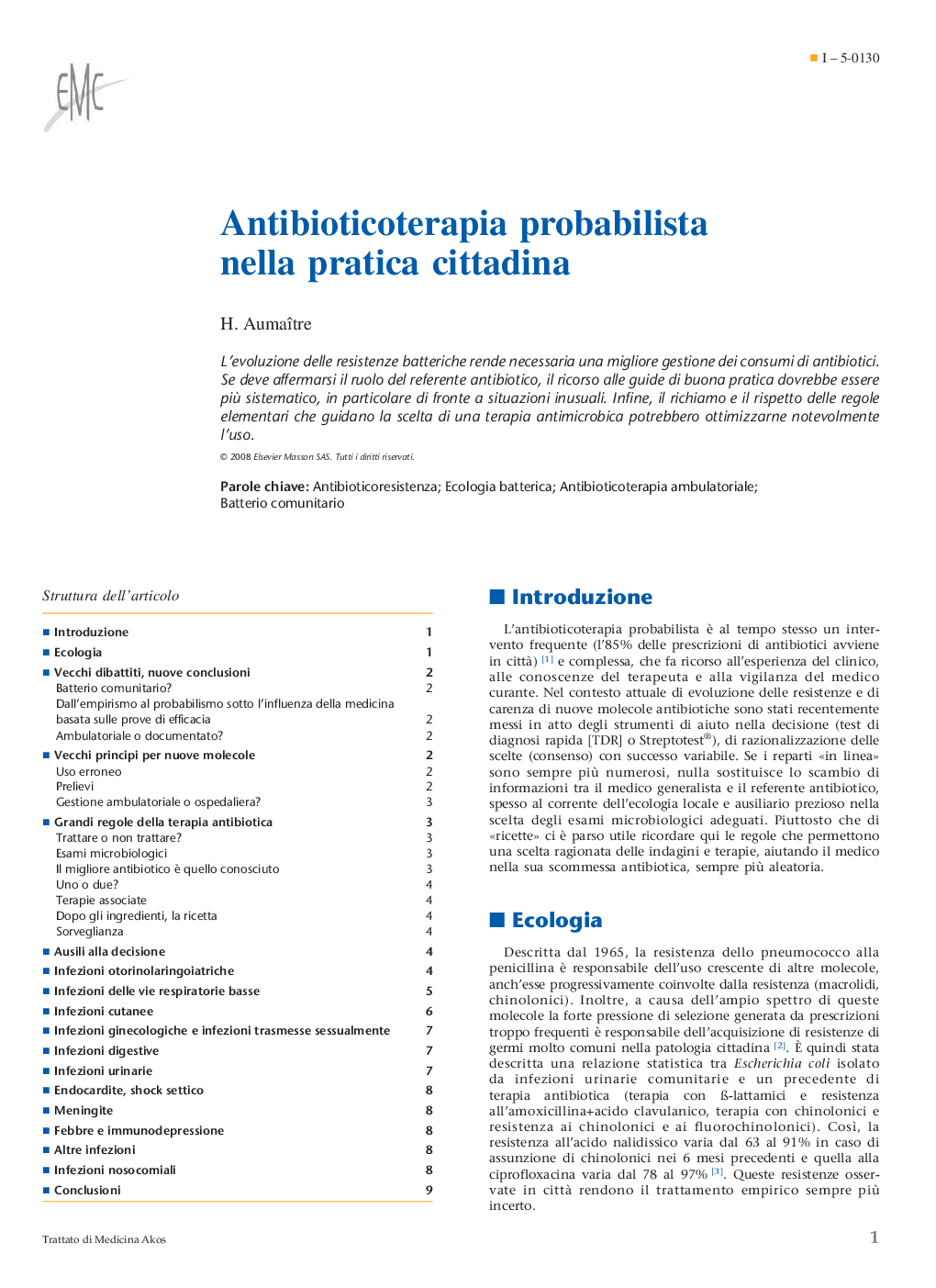 عکس صفحه اول مقاله: Antibioticoterapia probabilista nella pratica cittadina Antibioticoterapia probabilista nella pratica cittadina