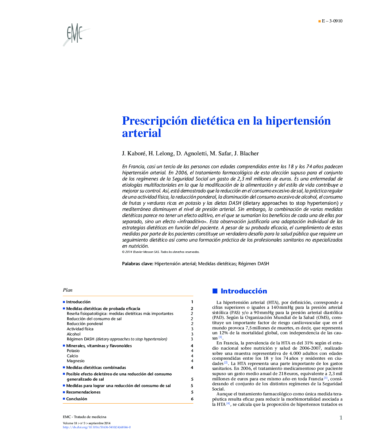 عکس صفحه اول مقاله: Prescripción dietética en la hipertensión arterial Prescripción dietética en la hipertensión arterial