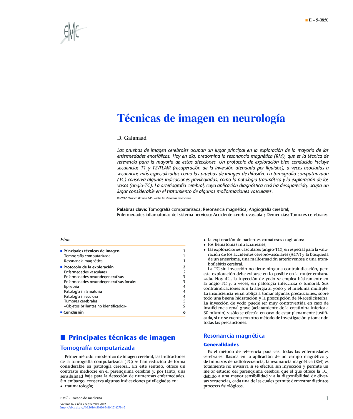 Técnicas de imagen en neurologÃ­a