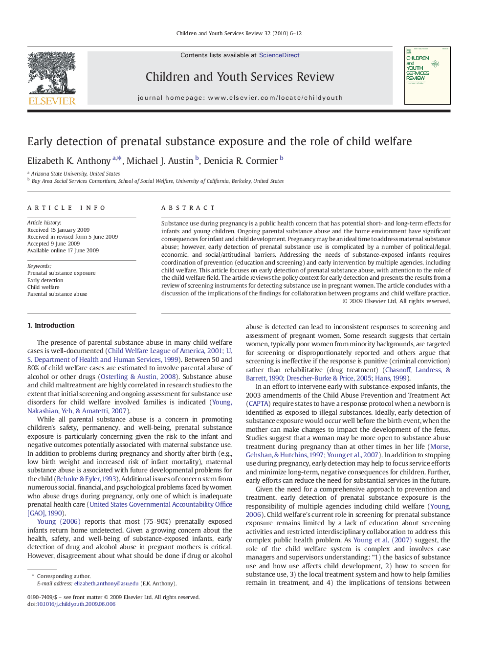 Early detection of prenatal substance exposure and the role of child welfare