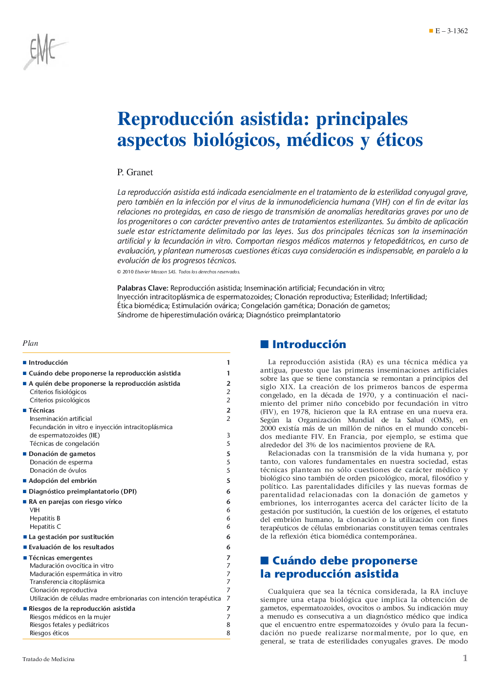 Reproducción asistida: principales aspectos biológicos, médicos y éticos