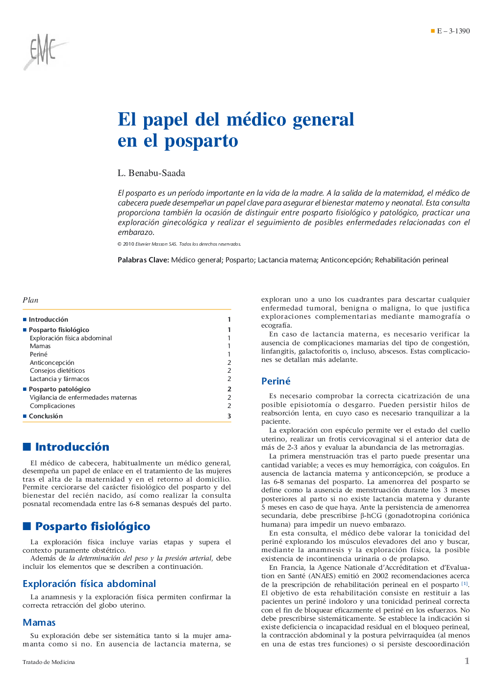 El papel del médico generalÂ en el posparto