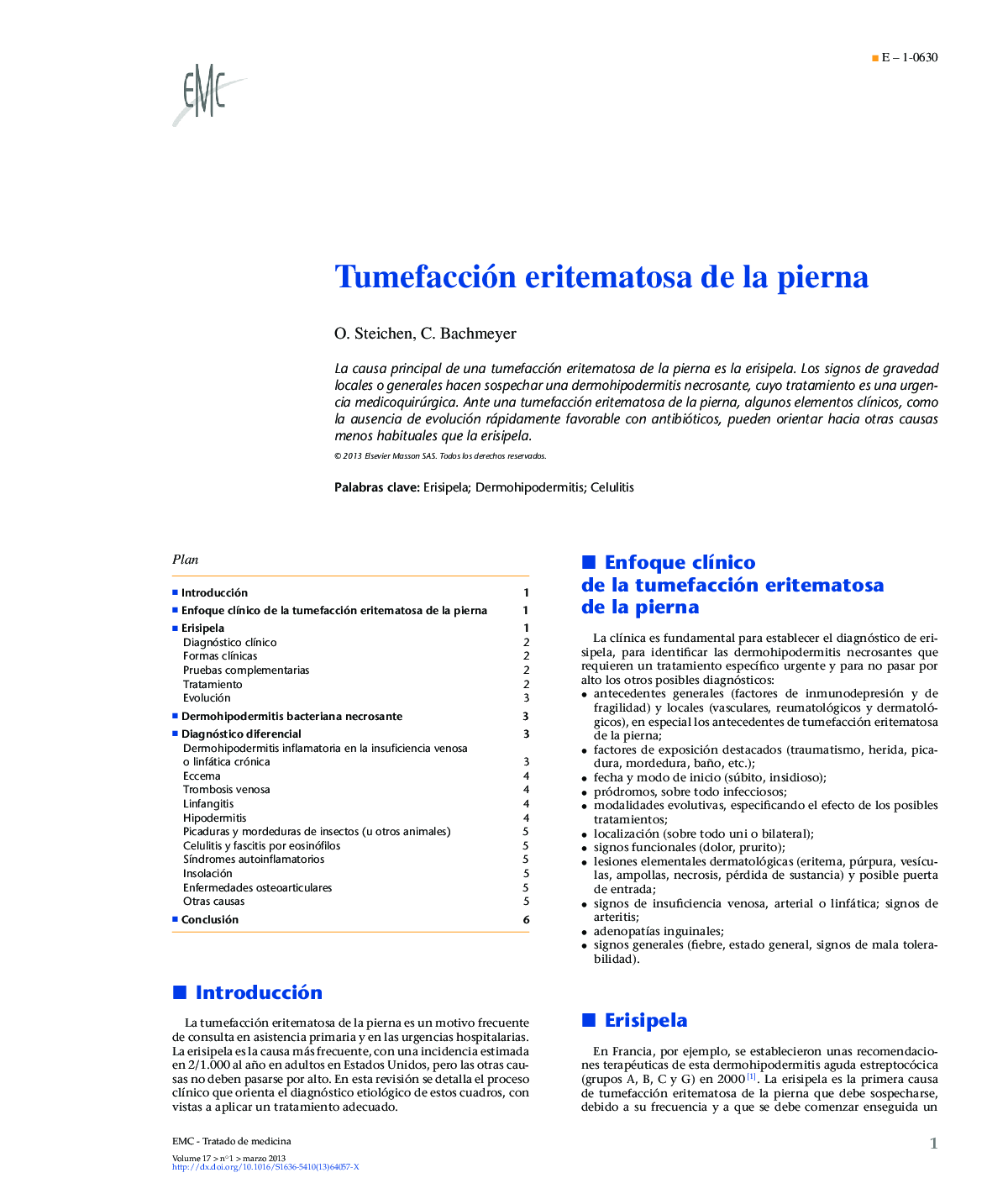 Tumefacción eritematosa de la pierna