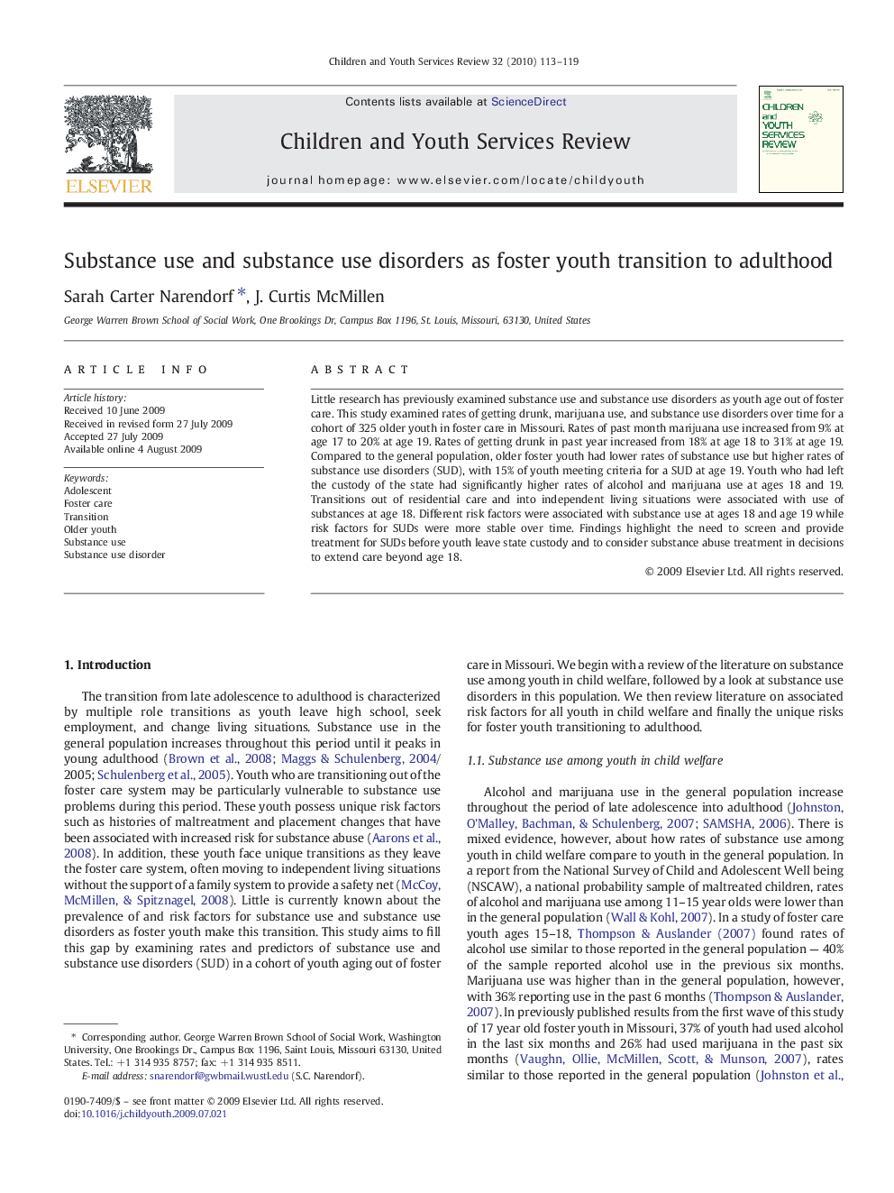 Substance use and substance use disorders as foster youth transition to adulthood