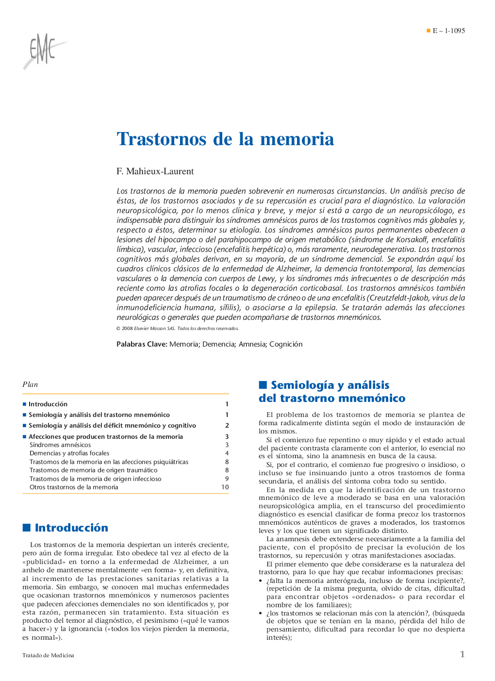 Trastornos de la memoria