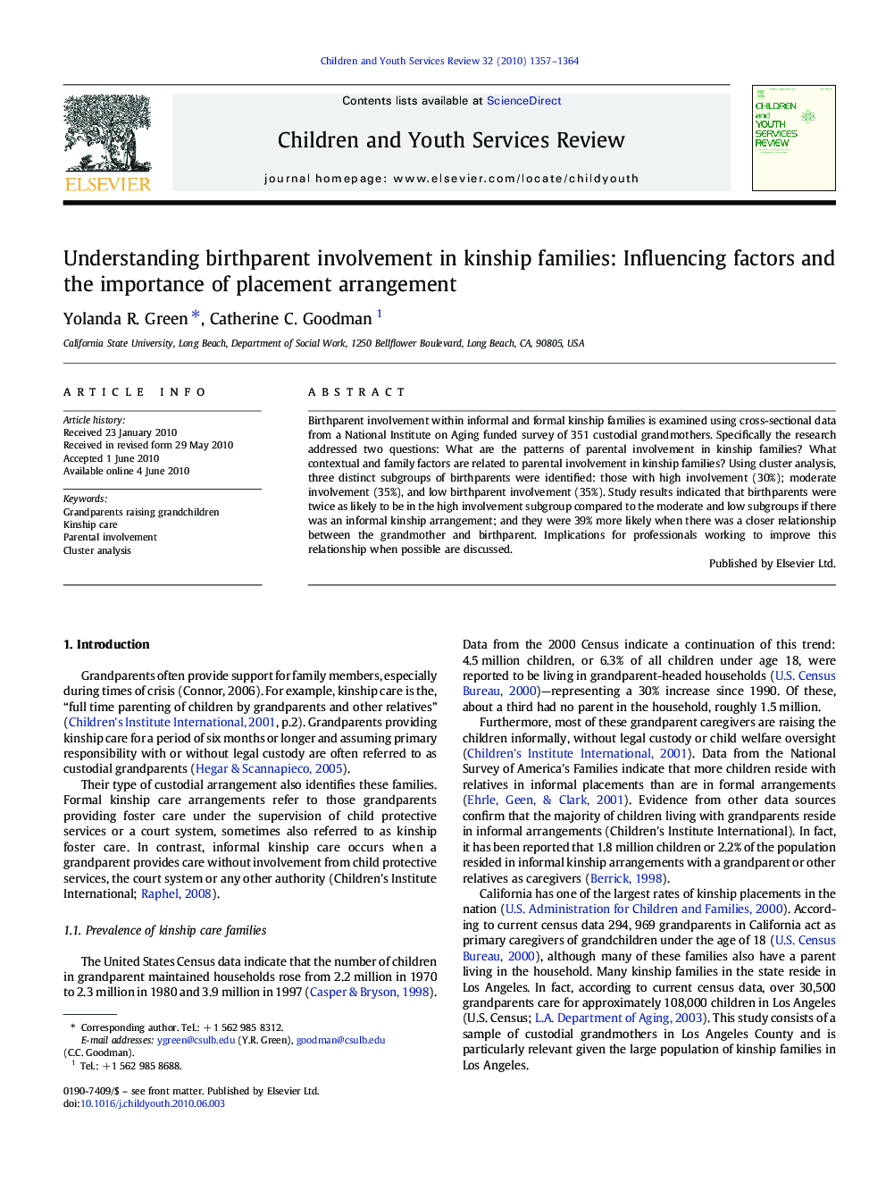 Understanding birthparent involvement in kinship families: Influencing factors and the importance of placement arrangement