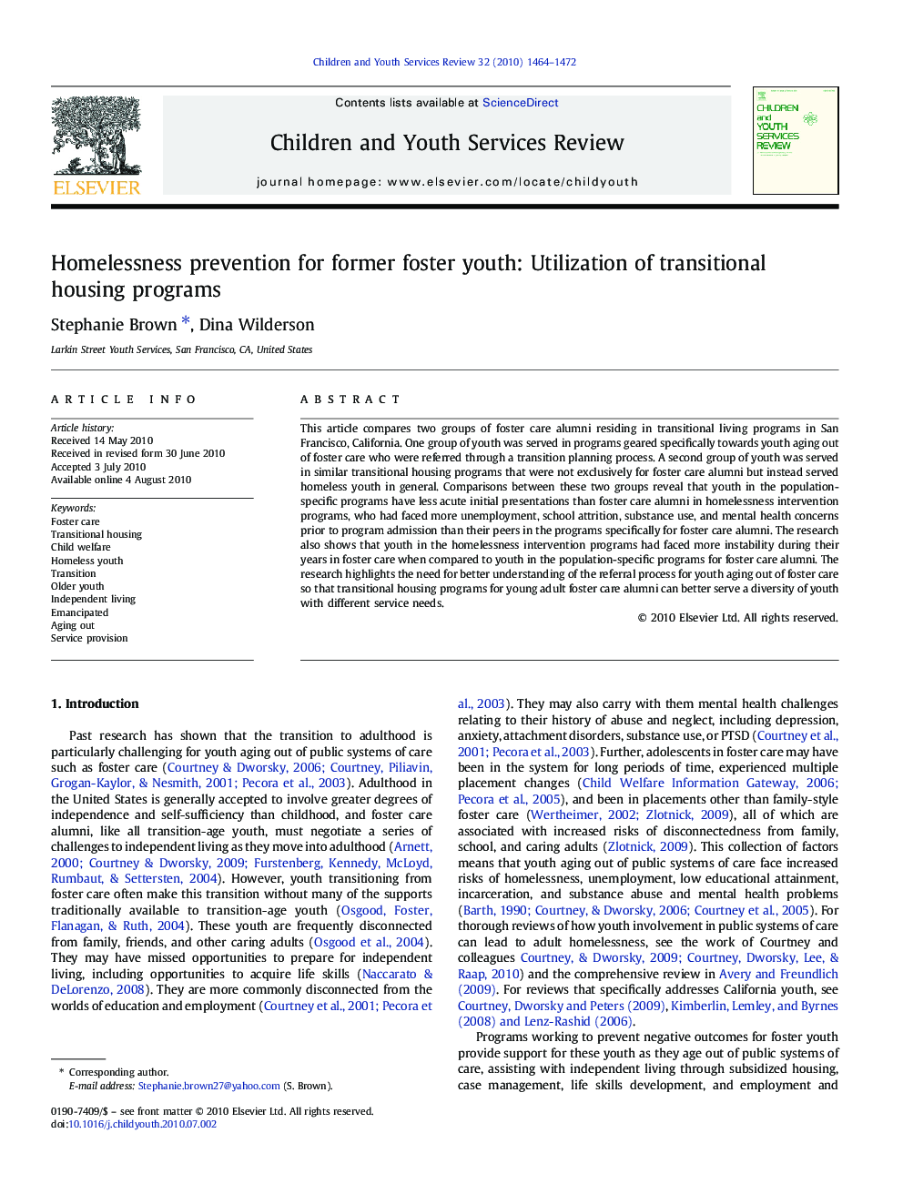 Homelessness prevention for former foster youth: Utilization of transitional housing programs