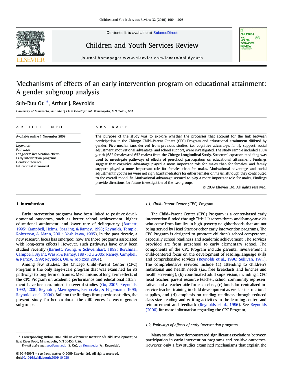 Mechanisms of effects of an early intervention program on educational attainment: A gender subgroup analysis