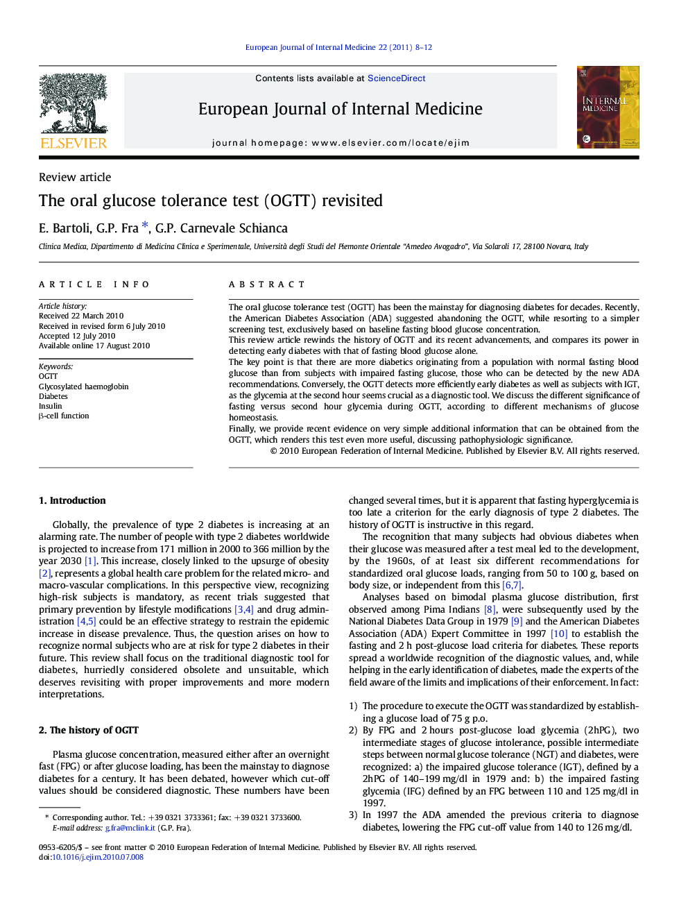 The oral glucose tolerance test (OGTT) revisited