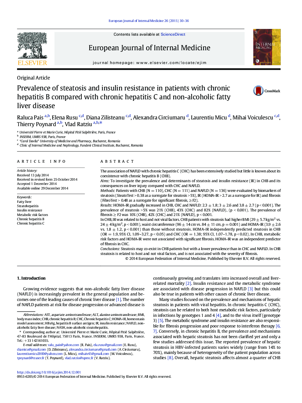 Prevalence of steatosis and insulin resistance in patients with chronic hepatitis B compared with chronic hepatitis C and non-alcoholic fatty liver disease