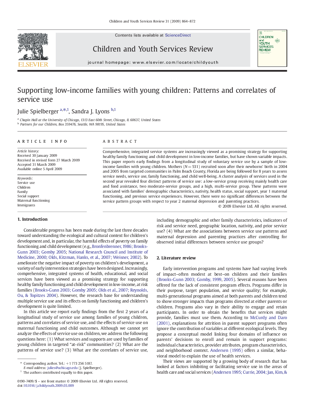 Supporting low-income families with young children: Patterns and correlates of service use