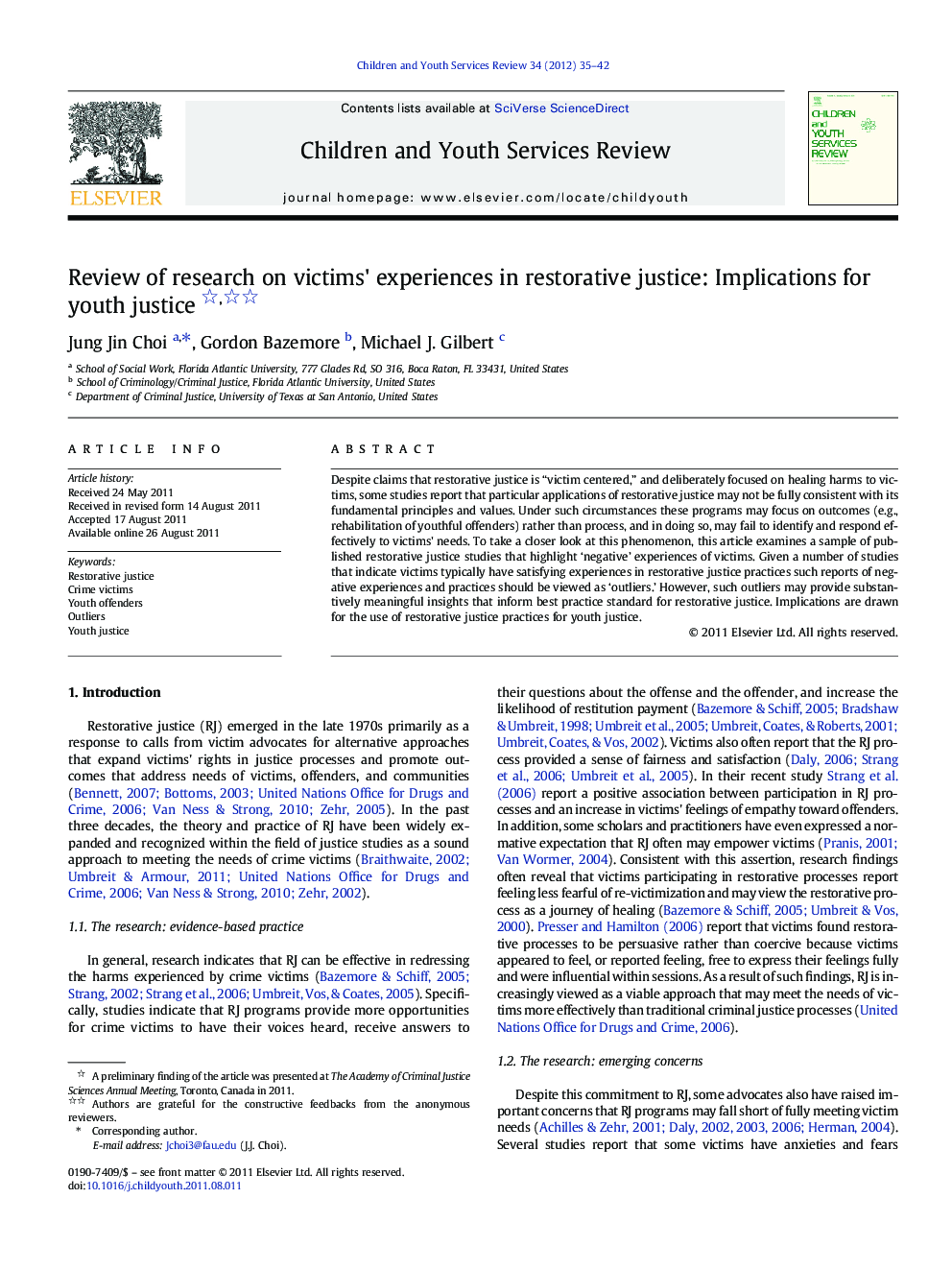 Review of research on victims' experiences in restorative justice: Implications for youth justice 