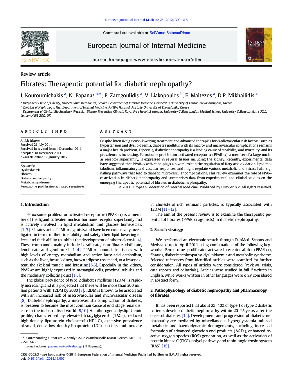 Fibrates: Therapeutic potential for diabetic nephropathy?