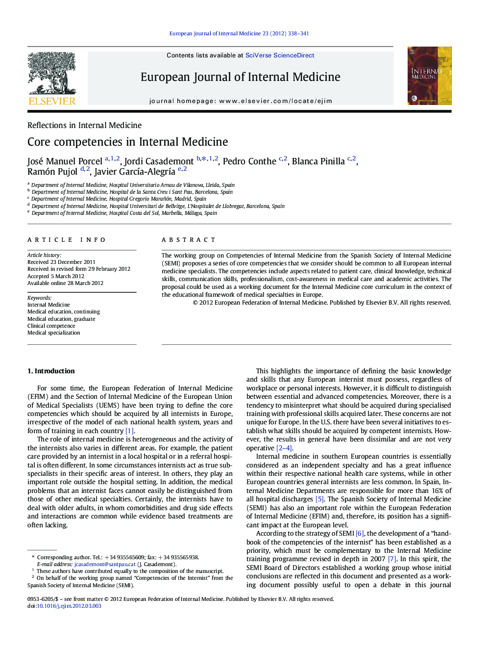 Core competencies in Internal Medicine