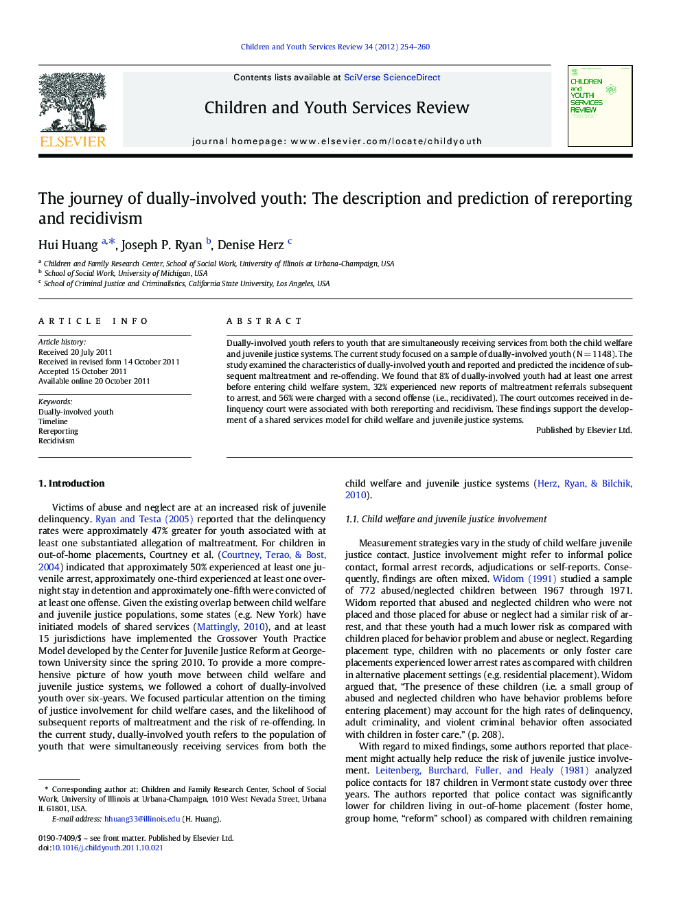 The journey of dually-involved youth: The description and prediction of rereporting and recidivism