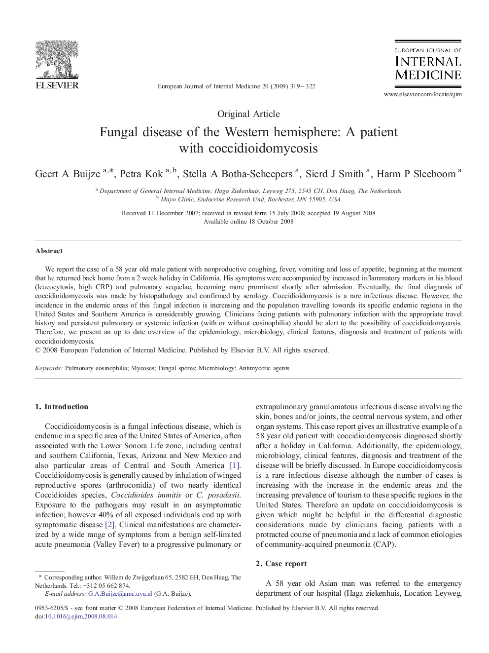 Fungal disease of the Western hemisphere: A patient with coccidioidomycosis