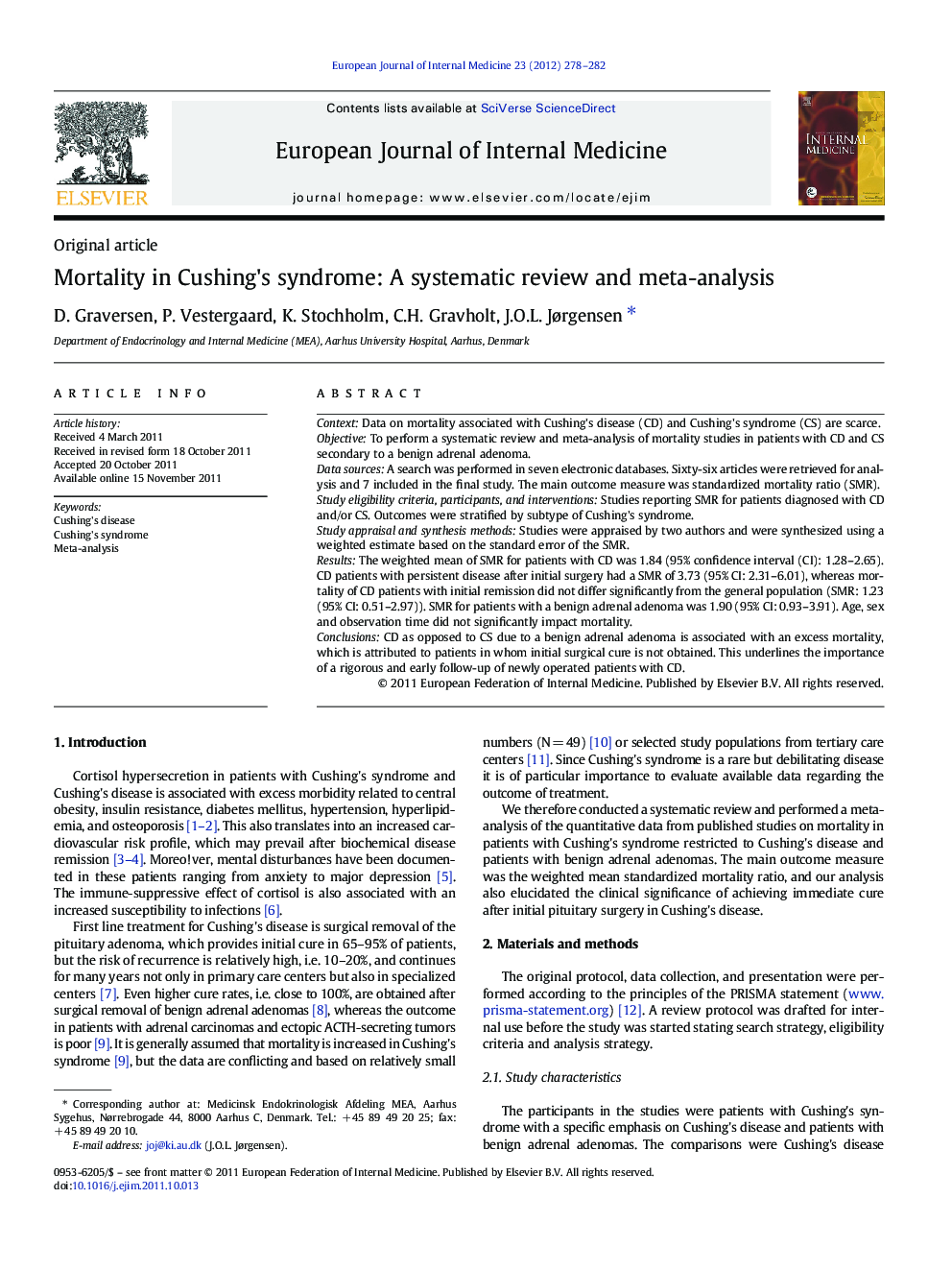 Mortality in Cushing's syndrome: A systematic review and meta-analysis