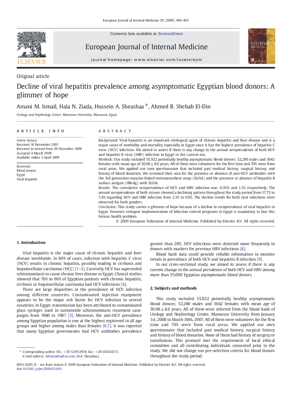 Decline of viral hepatitis prevalence among asymptomatic Egyptian blood donors: A glimmer of hope