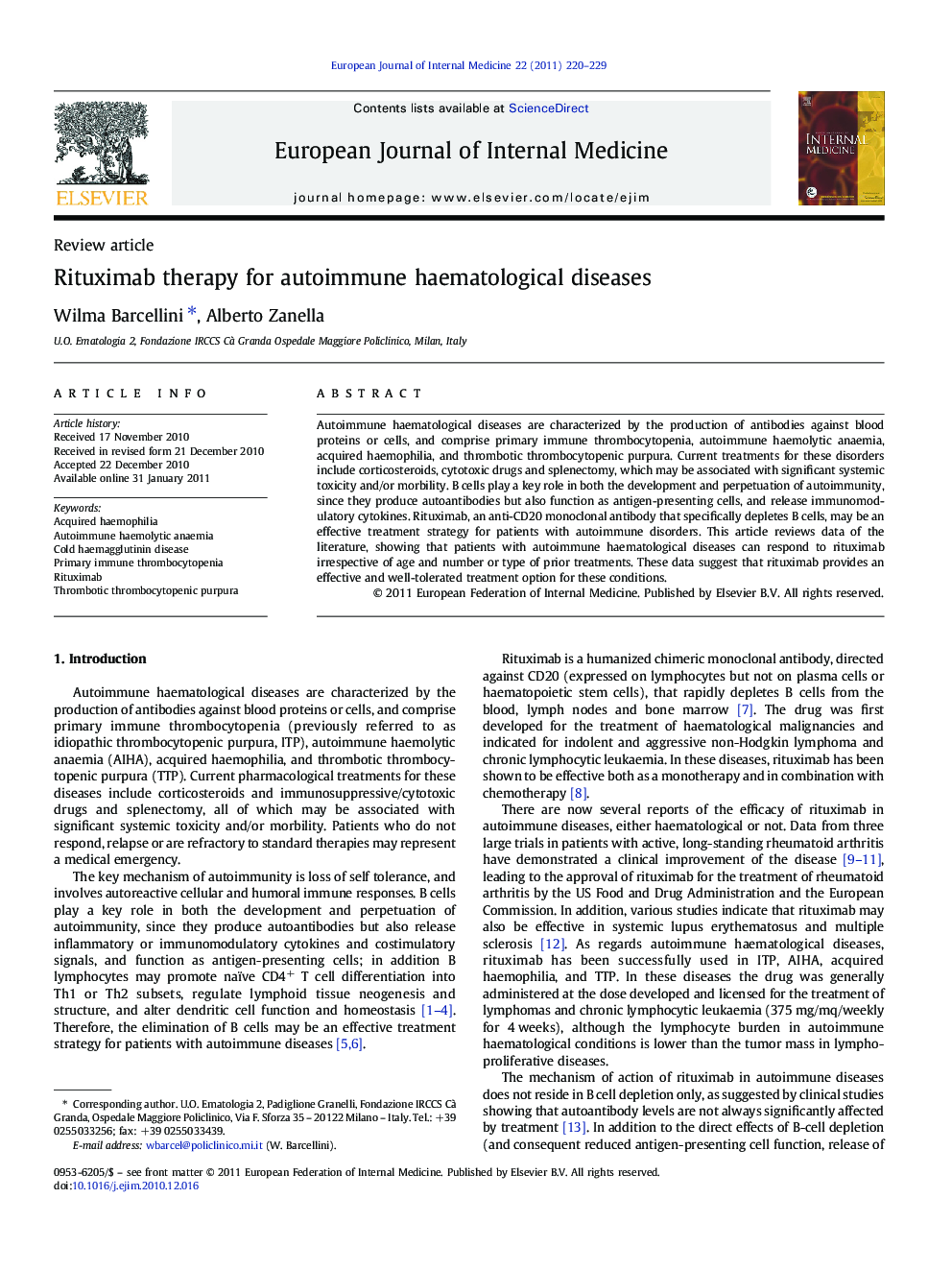 Rituximab therapy for autoimmune haematological diseases