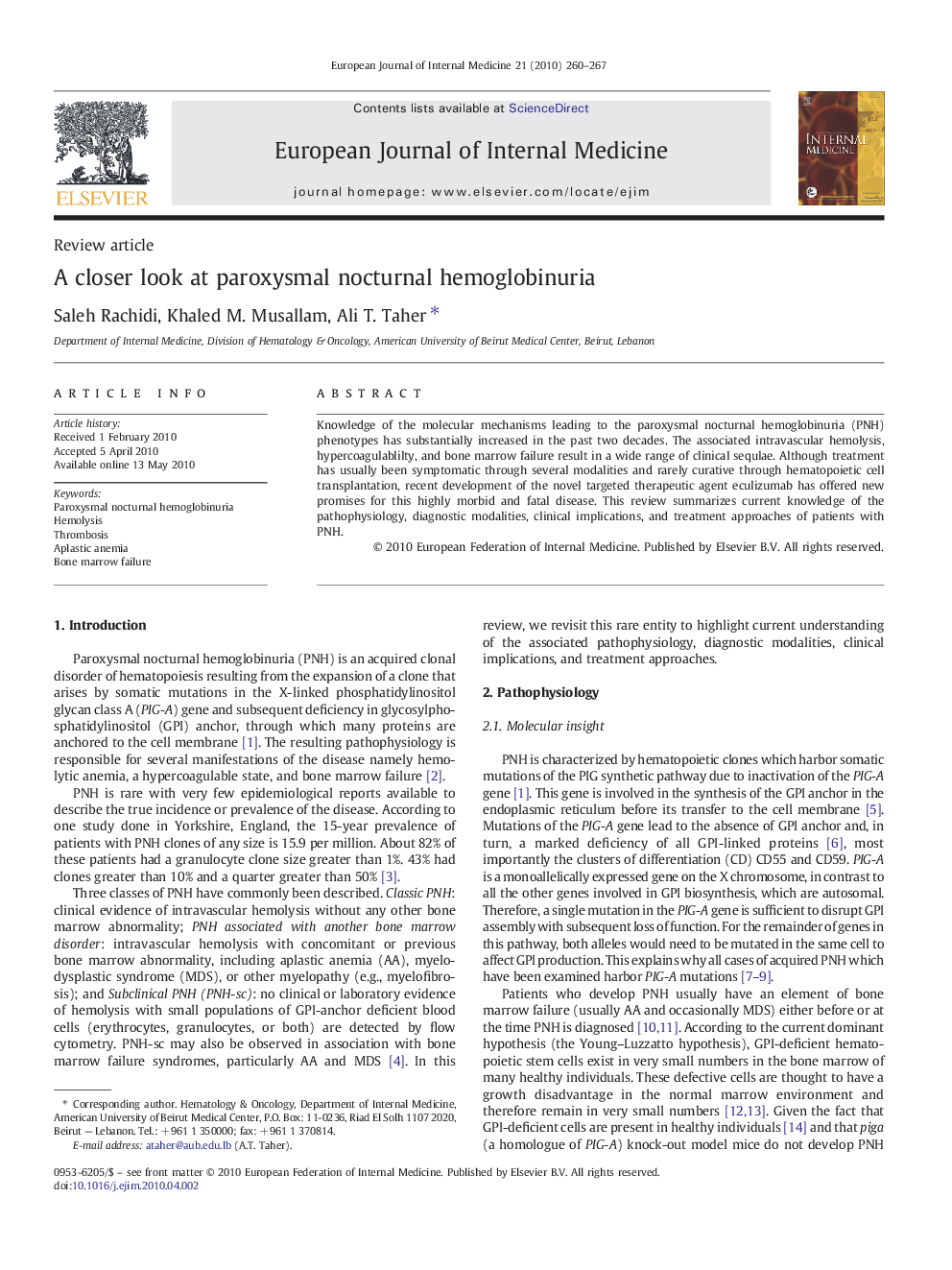 A closer look at paroxysmal nocturnal hemoglobinuria