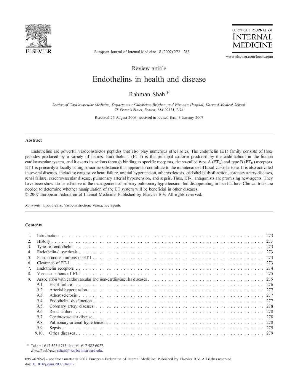 Endothelins in health and disease