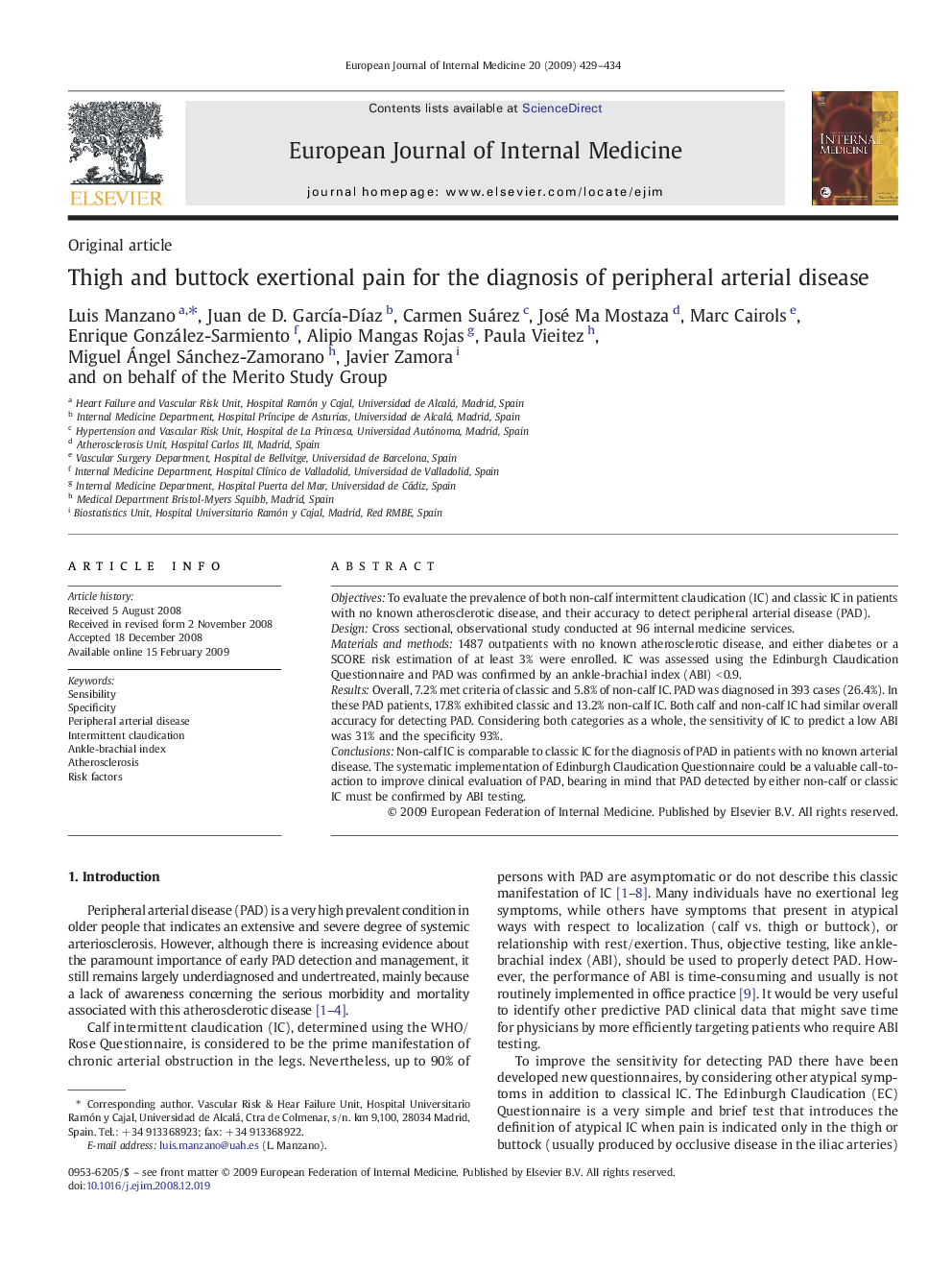 Thigh and buttock exertional pain for the diagnosis of peripheral arterial disease