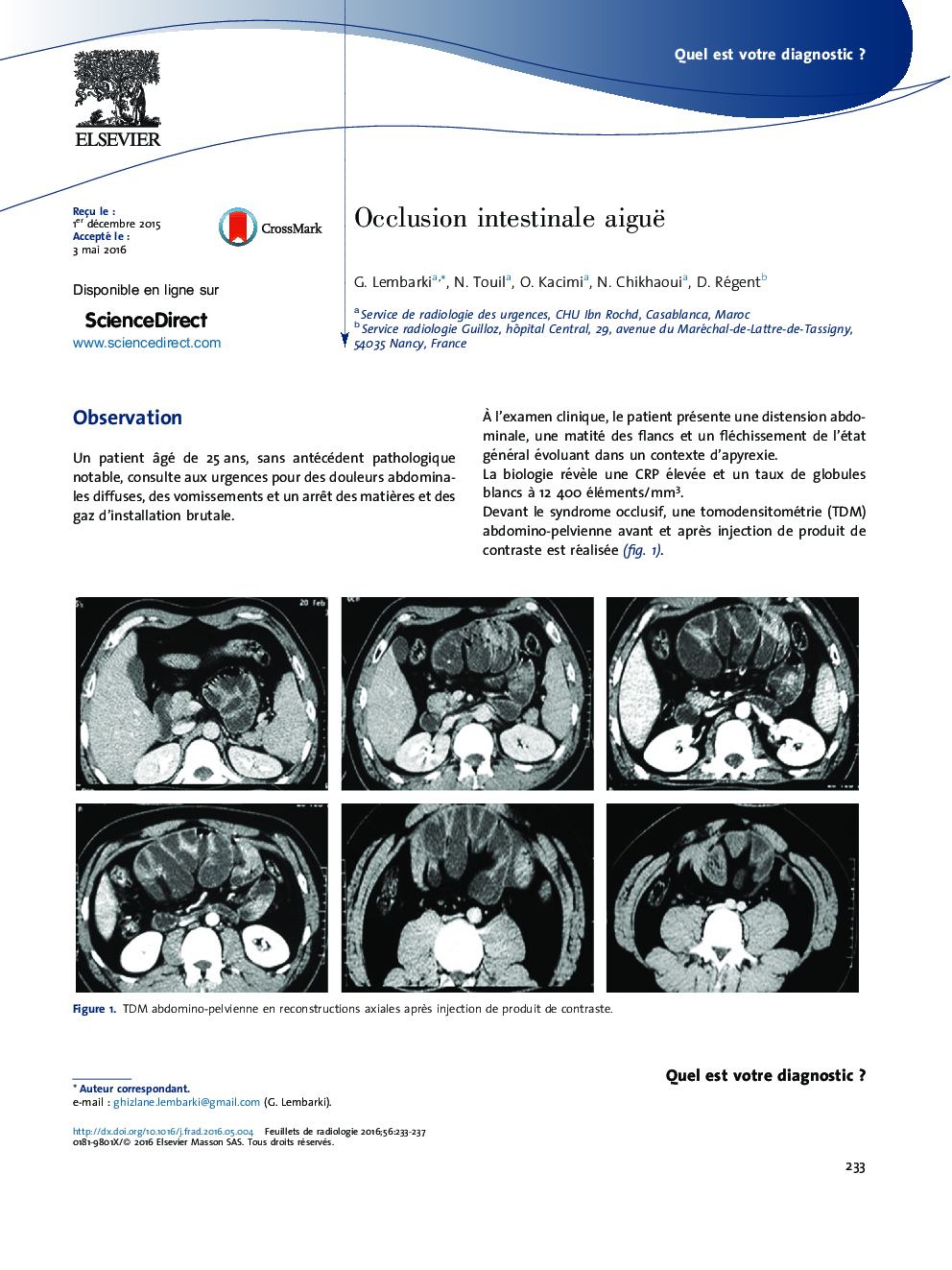 Occlusion intestinale aiguë