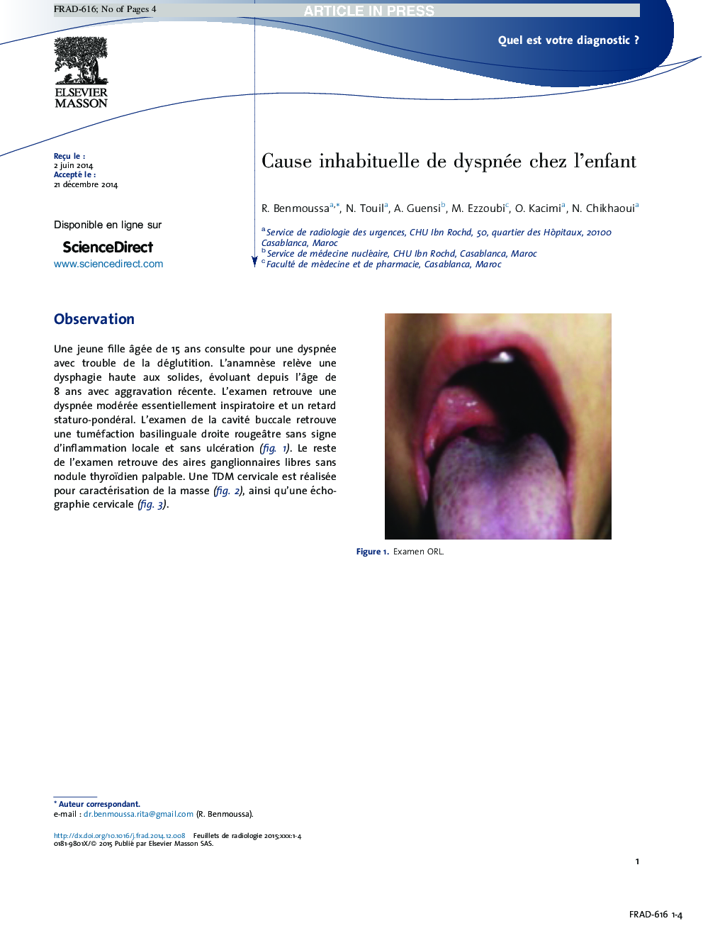 Cause inhabituelle de dyspnée chez l'enfant