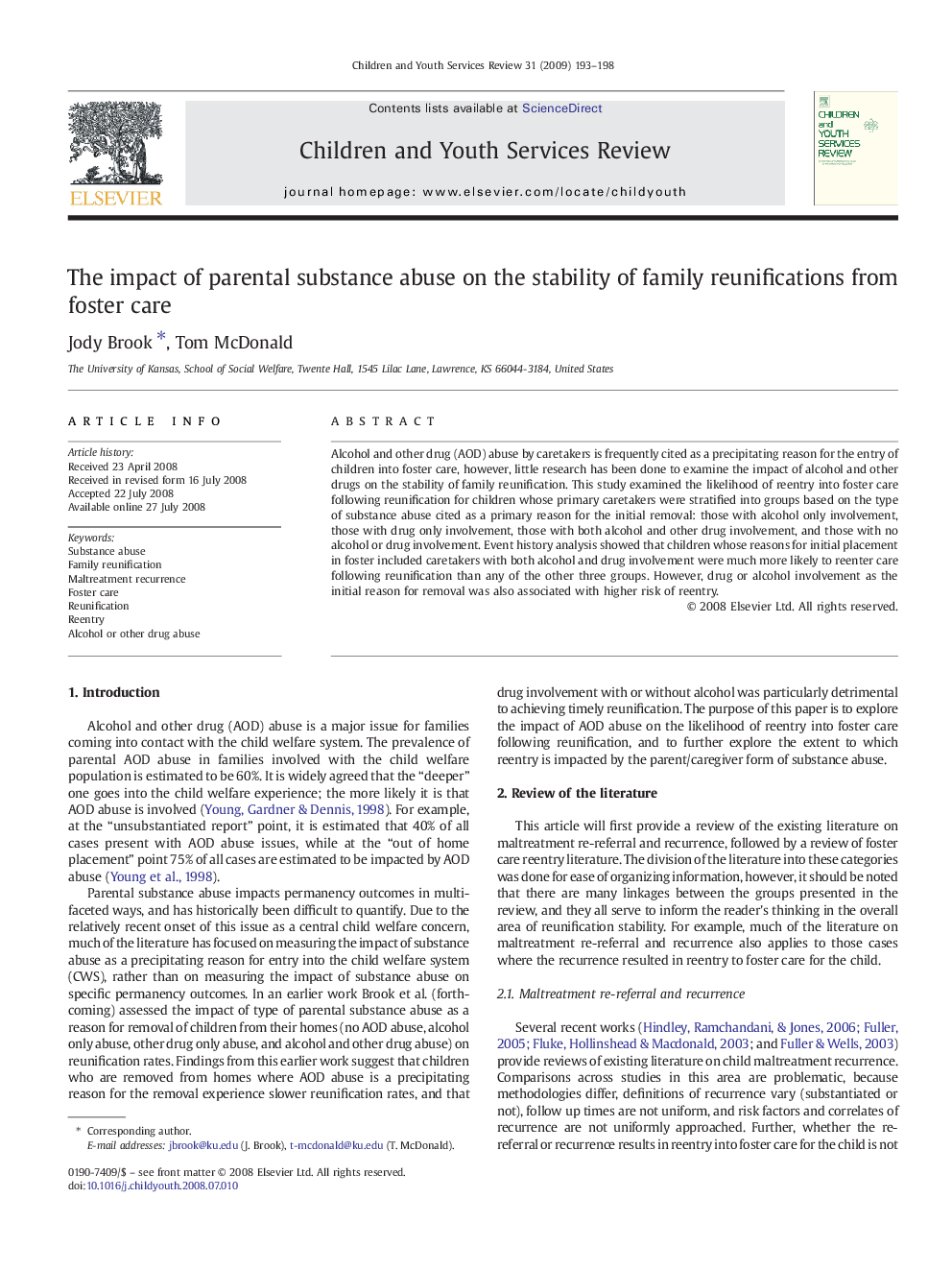 The impact of parental substance abuse on the stability of family reunifications from foster care