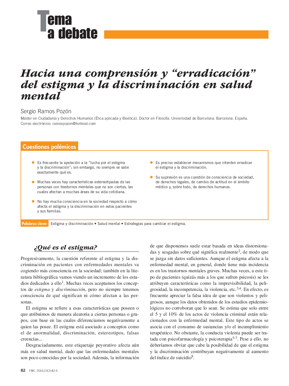 Hacia una comprensión y “erradicación” del estigma y la discriminación en salud mental