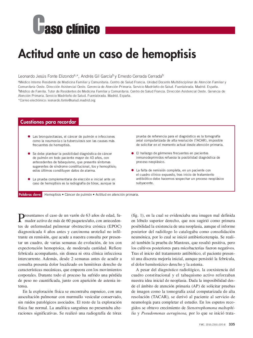 Actitud ante un caso de hemoptisis