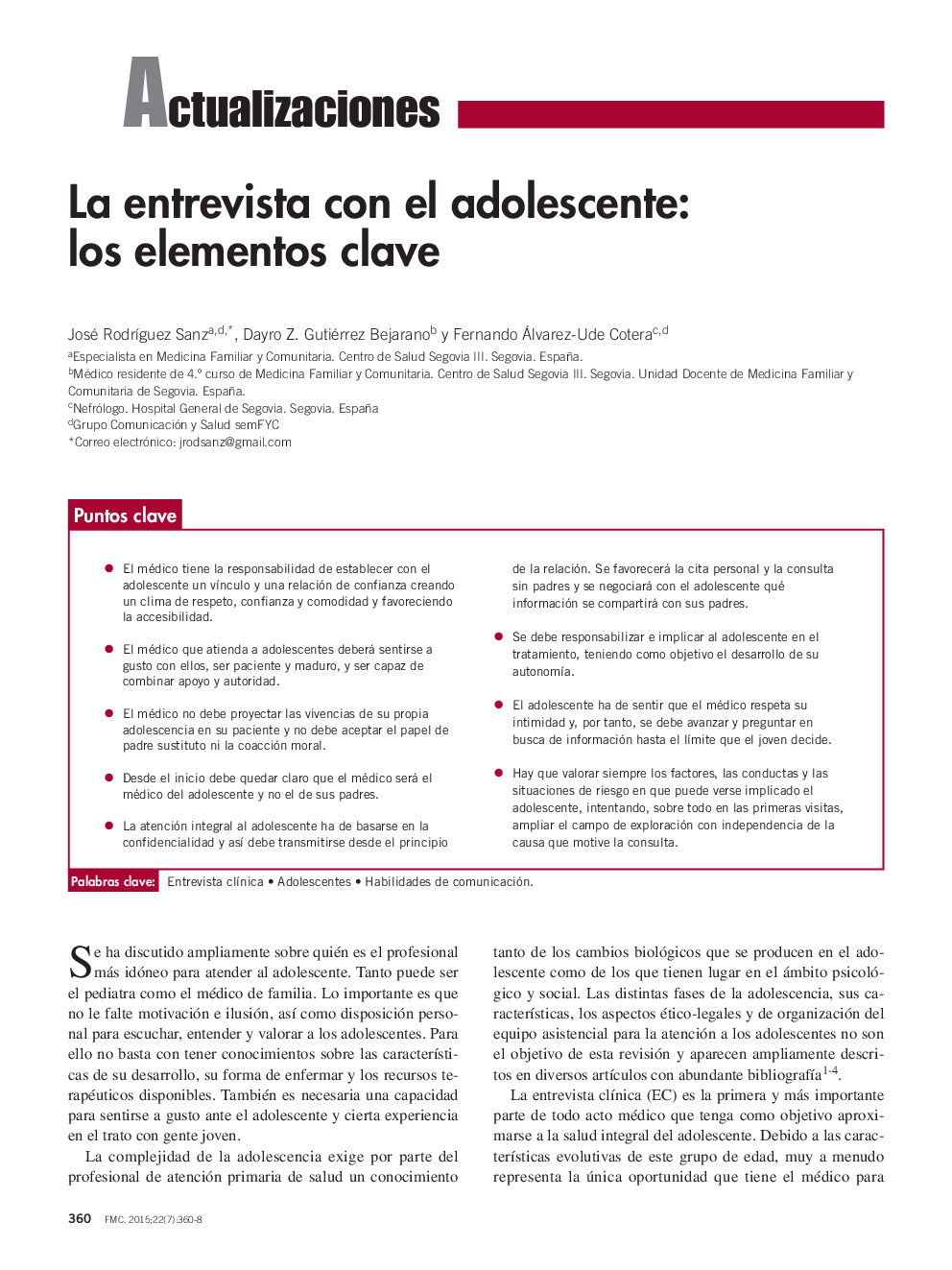 La entrevista con el adolescente: los elementos clave