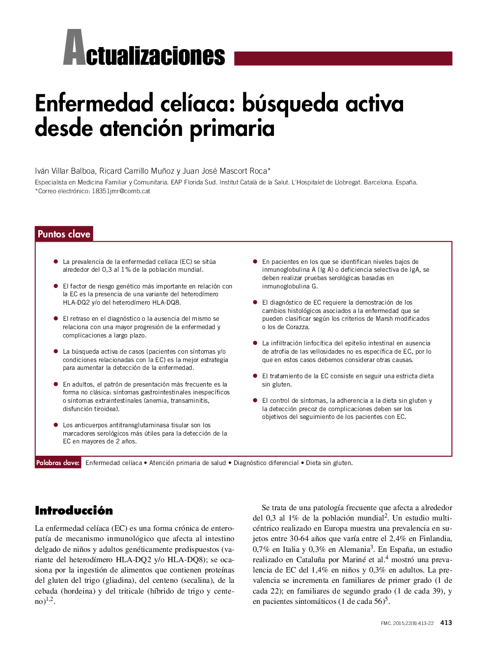 Enfermedad celÃ­aca: búsqueda activa desde atención primaria