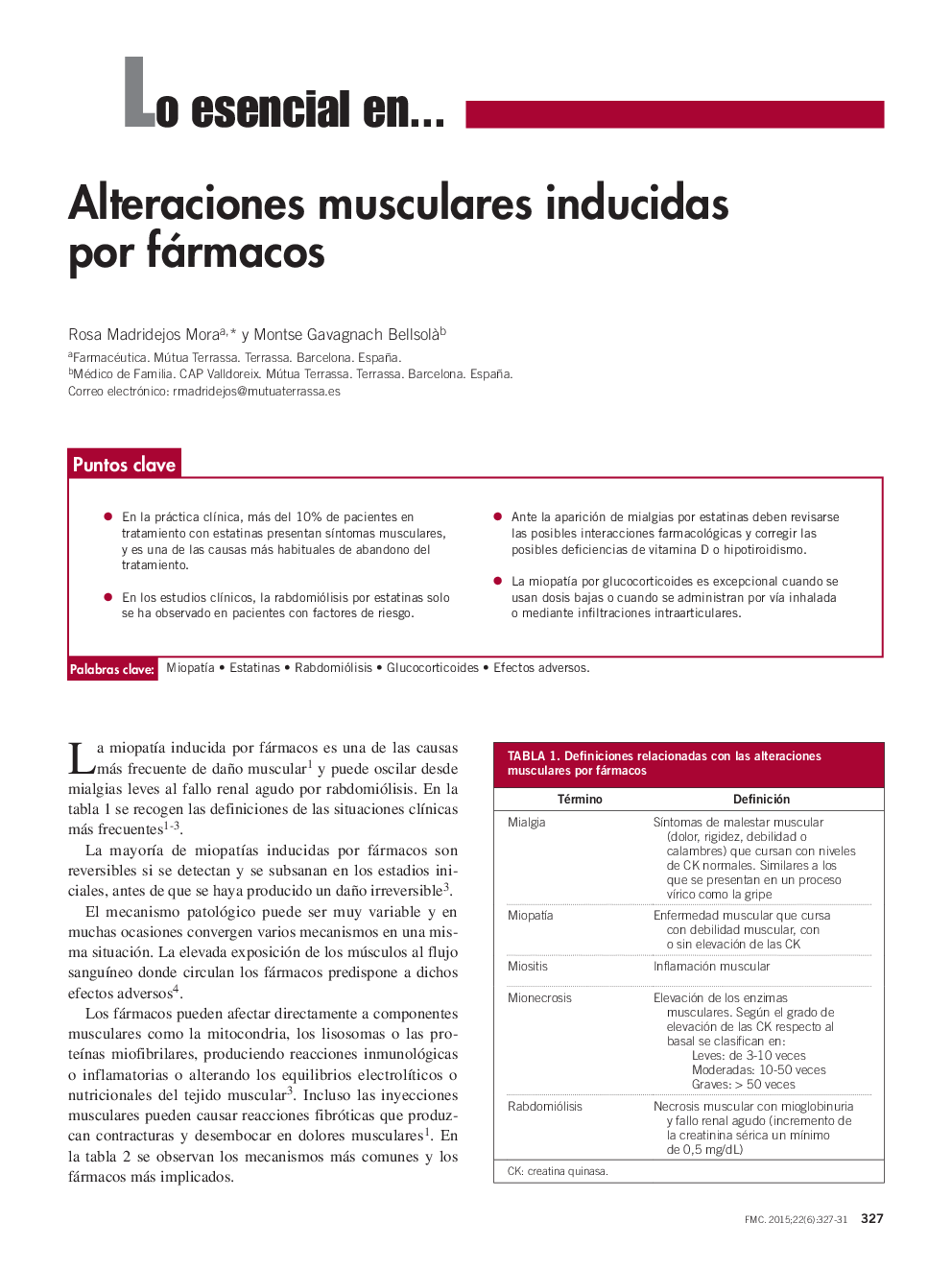 Alteraciones musculares inducidas por fármacos