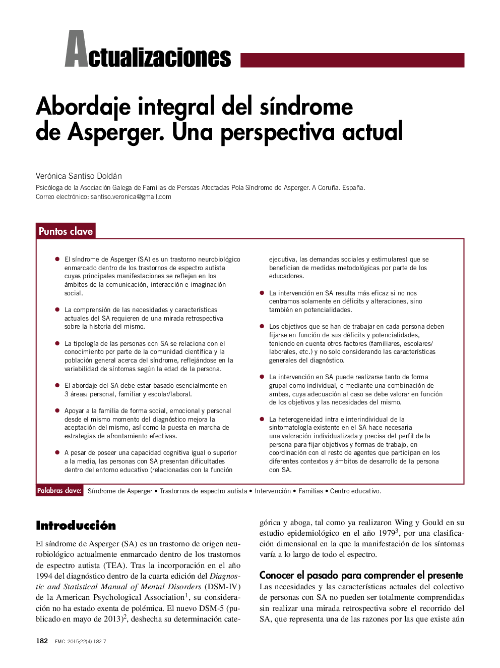 Abordaje integral del sÃ­ndrome de Asperger. Una perspectiva actual