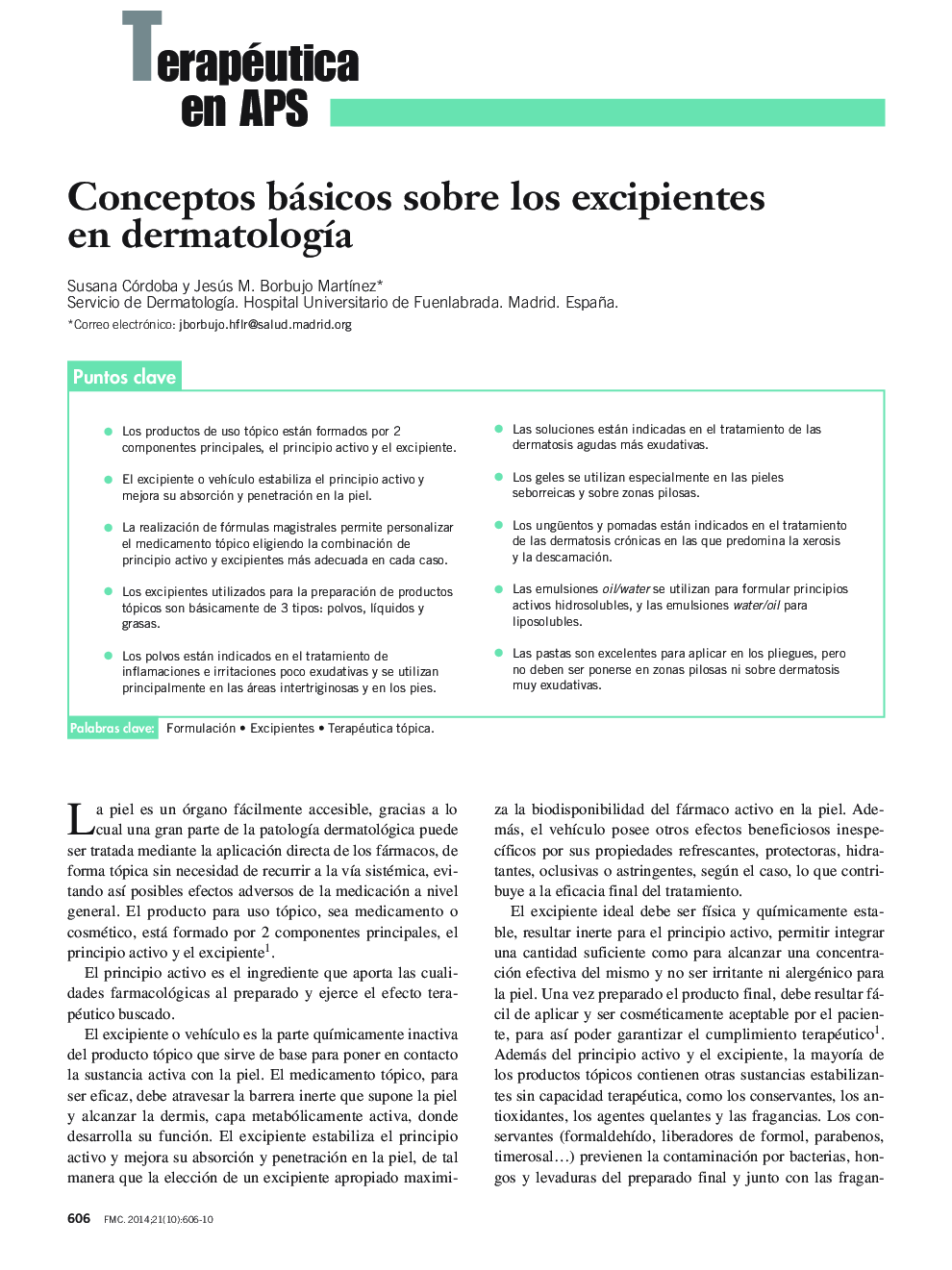 عکس صفحه اول مقاله: Conceptos básicos sobre los excipientes en dermatologÃa Conceptos básicos sobre los excipientes en dermatologÃa