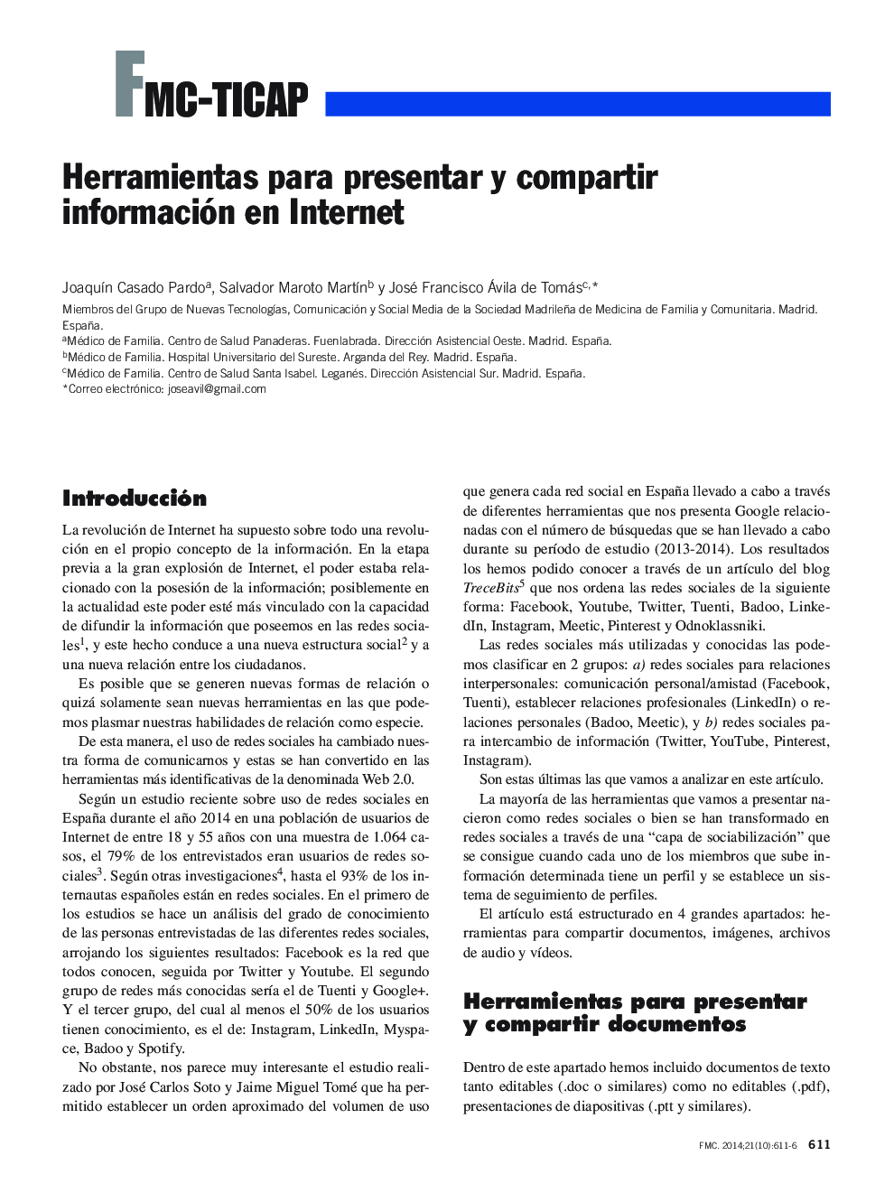 Herramientas para presentar y compartir información en Internet