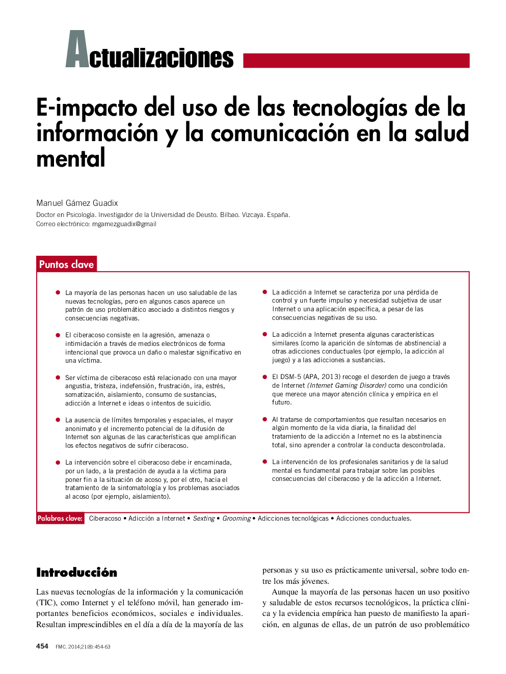 E-impacto del uso de las tecnologÃ­as de la información y la comunicación en la salud mental