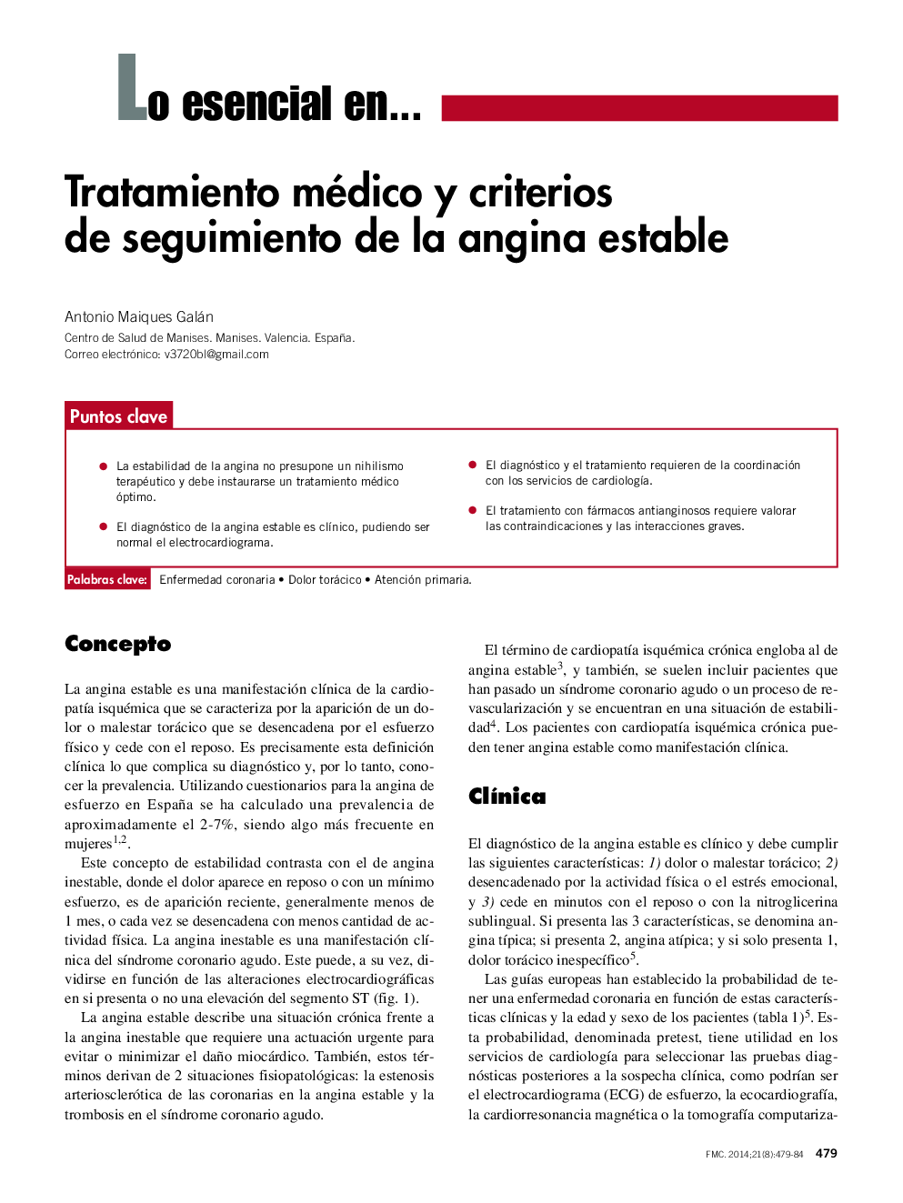 Tratamiento médico y criterios de seguimiento de la angina estable